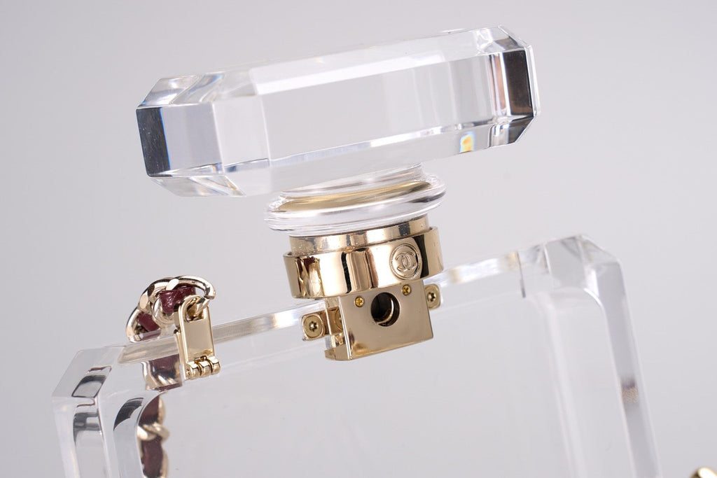 Chanel Women's Solid Colour Glass Gemstone Embellished Transparent Acrylic Perfume Bottle Shoulder Bag Bags #77239