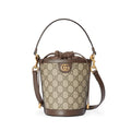 Gucci Ophidia Women's Brown Adjustable Shoulder Strap Drawstring Closure Canvas Spell Leather Bucket Bag Single Shoulder Crossbody Handbag Bags #75549