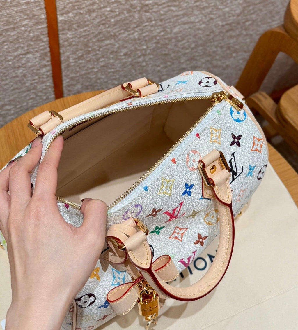 Louis Vuitton Lv X Tm Speedy Bandoulière 25 Women's Colorful Monogram Print Adjustable Detachable Strap Leather Shoulder Crossbody Bag Tote Bags #75434