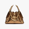 Chanel Women's Classic Double C Logo Solid Color Cowhide & Leather Tote Shoulder Bag Bags Metallic-colored Leather Tends To Fade Easily #77572