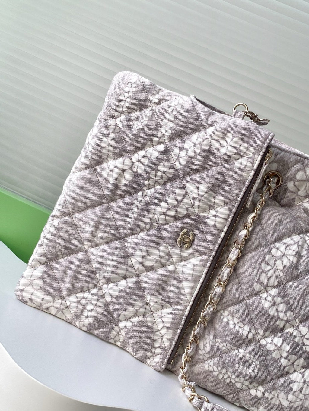 Chanel Women's Solid Color Chain Cherry Blossom Print Cotton Shoulder Bag Bags #77446