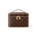 Louis Vuitton NICE Women's Brown Nice Mini Makeup Bag with LV Logo Metal Zipper Pull. Leather Handbag Makeup Bag Bags #77968