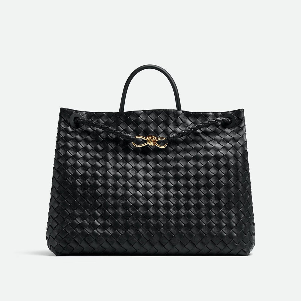 Bottega Veneta Large Andiamo Women's Woven Solid Color Magnetic Clasp Closure Sheepskin Tote Bag Bags #76912