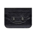 Balenciaga Le Cagole Distressed Silver Metal Accessory Logo Wallet Fine Grain Leather Card Holder Card Case Women's Black Bag Bags 764332210KR1000 Ngvp #1995