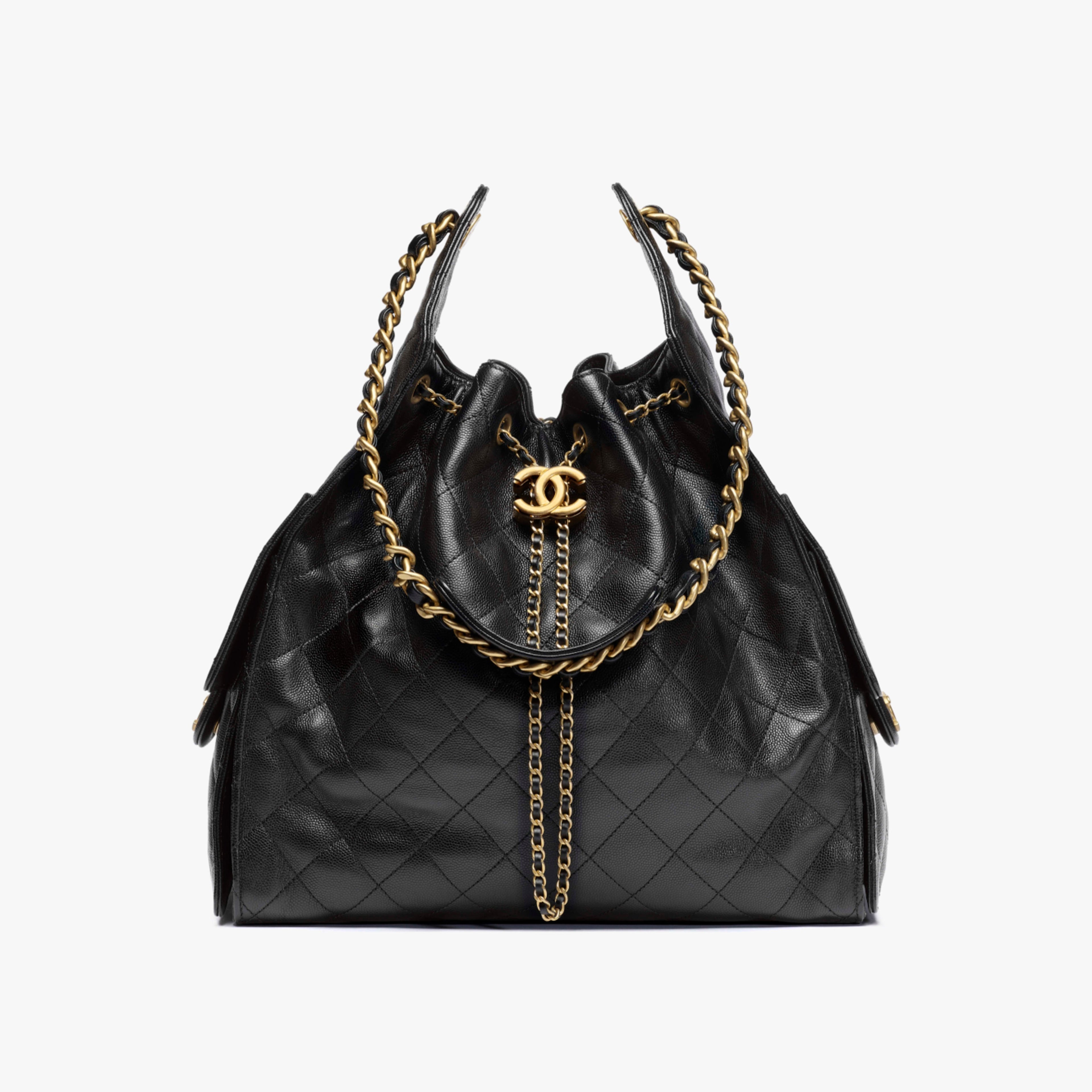 Chanel Women's Classic Double C Logo Solid Color Cowhide & Leather Tote Shoulder Bag Bags #77978
