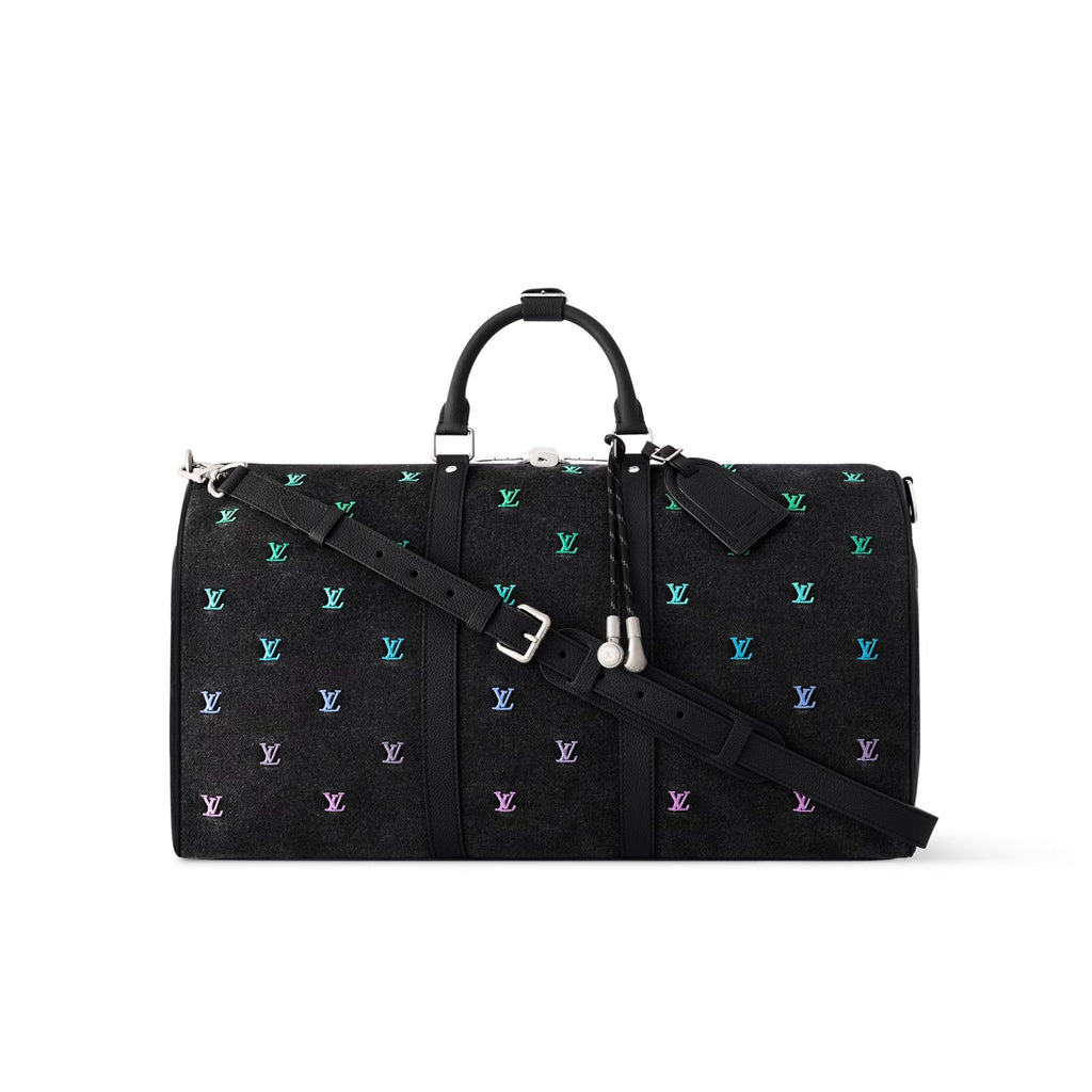 Louis Vuitton Keepall Bandoulière 50 Men's Letter Embroidery Colourful Printing Solid Colour Detachable Adjustable Shoulder Strap Denim Shoulder Slant Tote Bag Bags #76751
