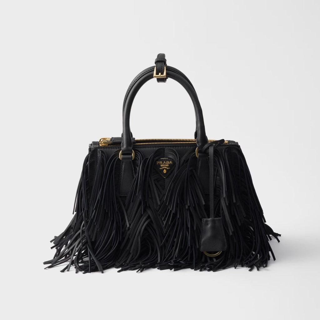 Prada Galleria Women's Solid Colour Metal Engraved Logo Tassel Design Calfskin Shoulder Bag Crossbody Bags Handbag #77979