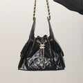 Chanel Women's Classic Double C Logo Solid Color Cowhide & Leather Tote Shoulder Bag Bags #75835