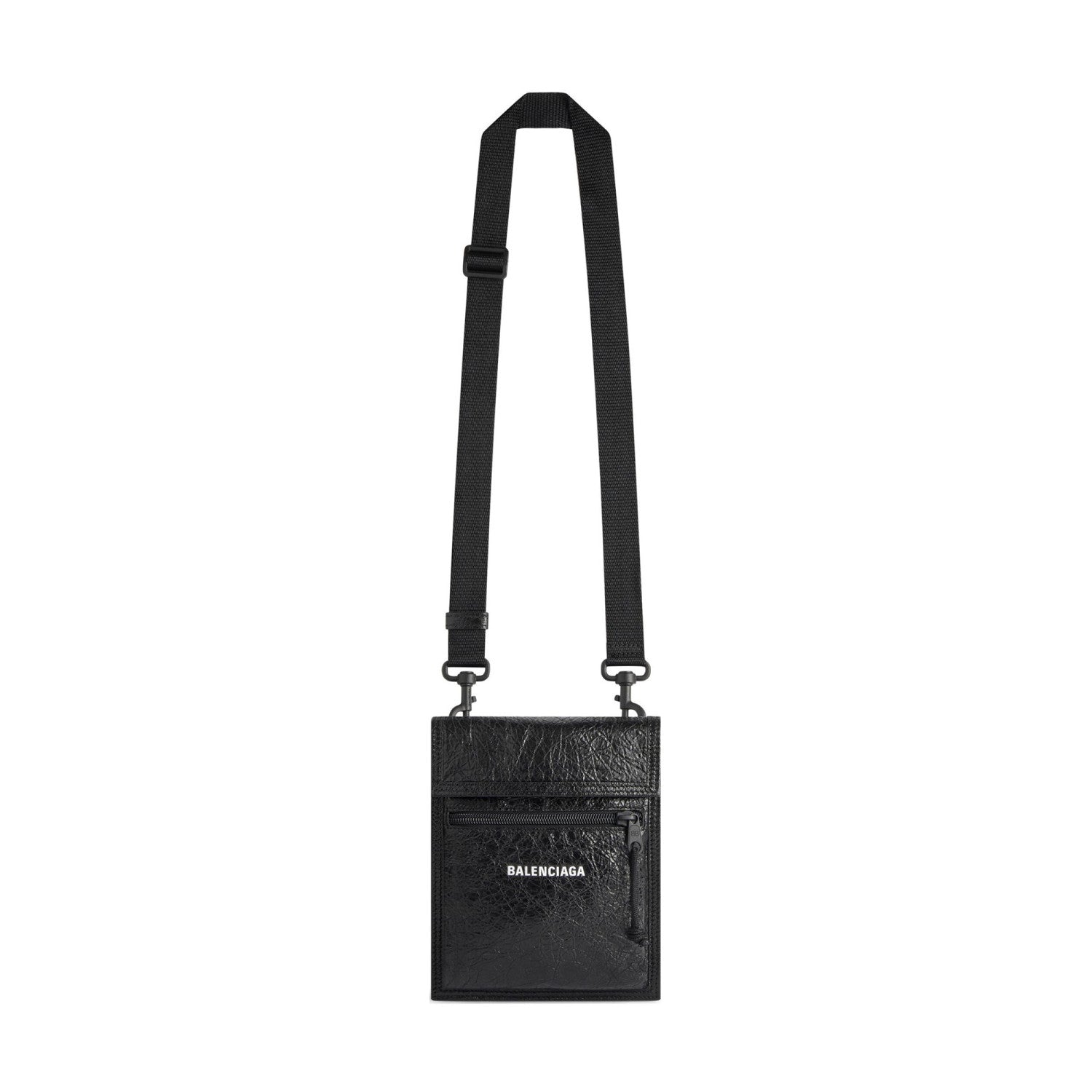 Balenciaga Men's Solid Color Monogrammed Logo Intaglio Lambskin Shoulder Crossbody Bag Bags #75672