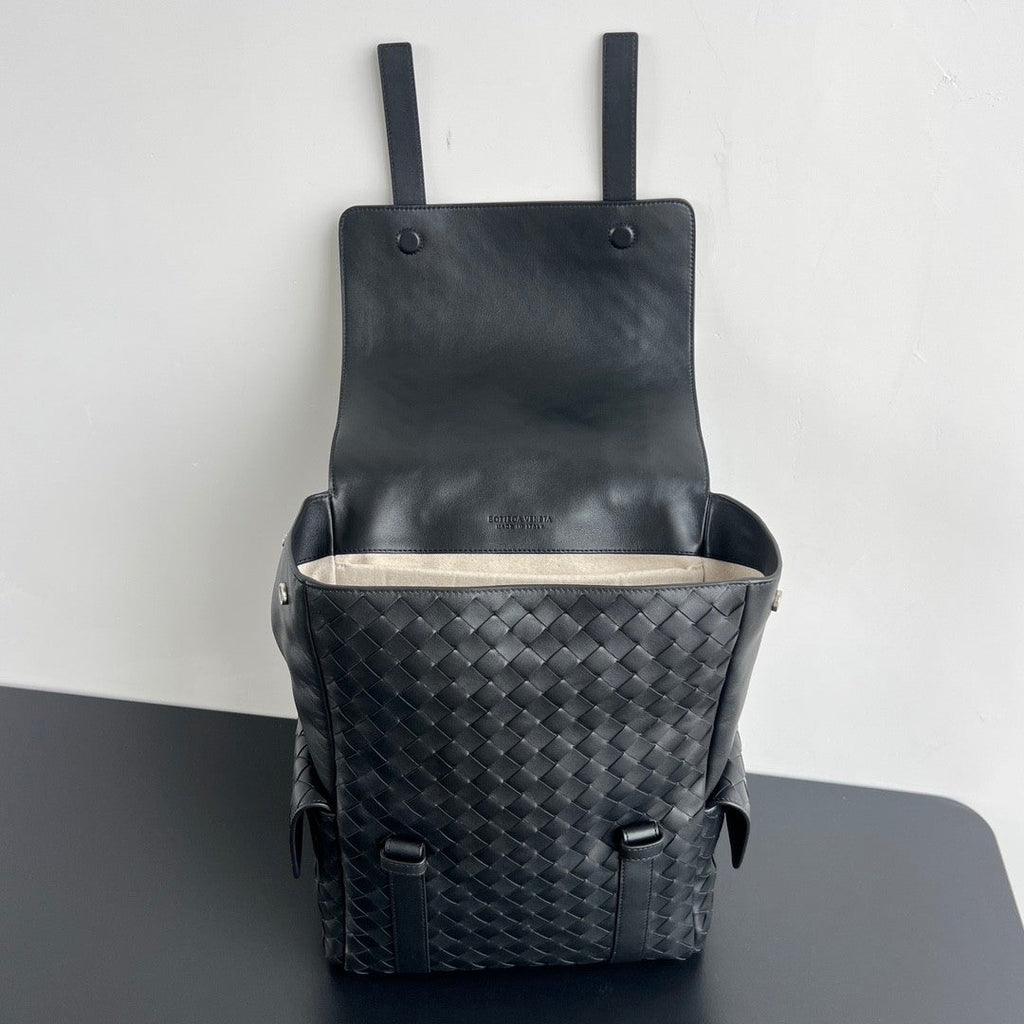Bottega Veneta Back To School Men's Solid Color Flap Closure Woven Cowhide Leather Shoulder Bag Backpack Rucksack Bags #75798