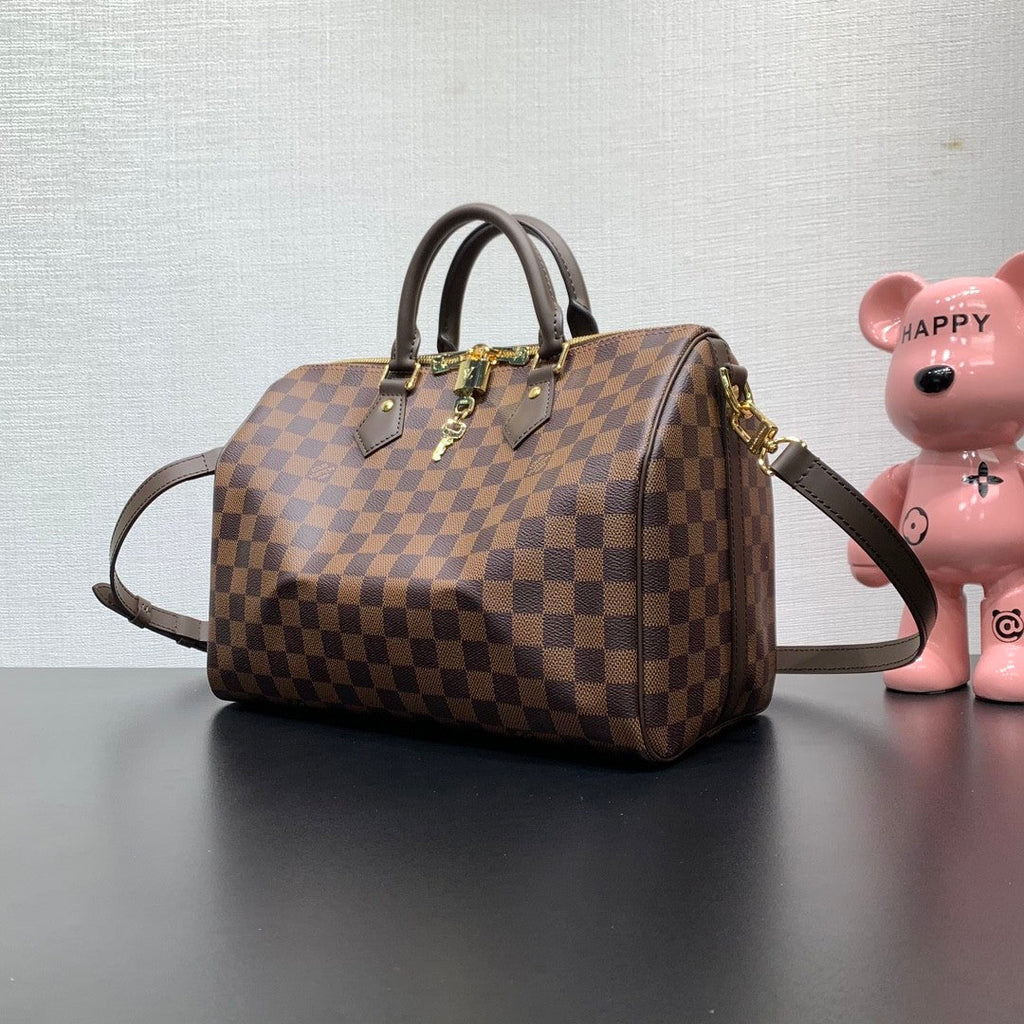 Louis Vuitton SPEEDY BANDOULIÈRE 30 Men's Women's Vintage Handbag Damier Ebene Canvas Checkerboard Fashion Luxury  Bag Bags N40590 #81157