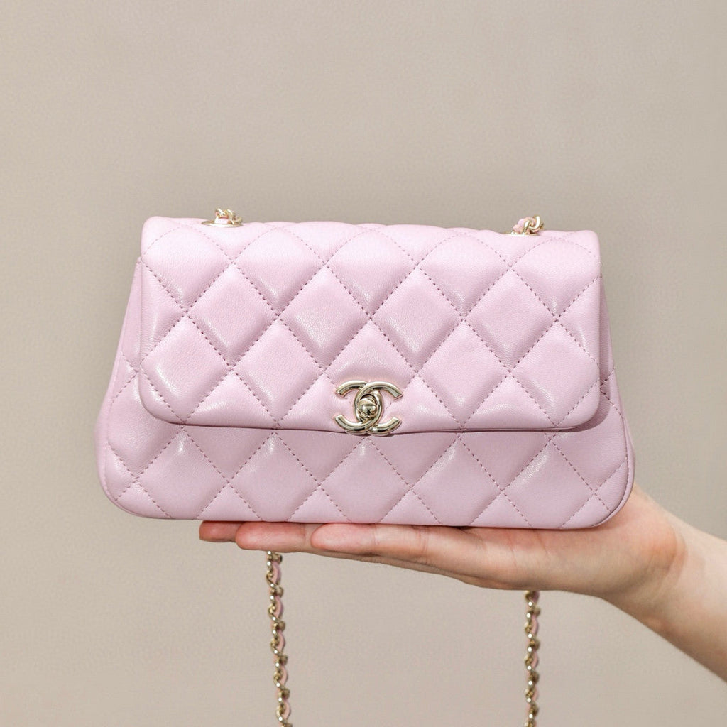 Chanel Women's Solid Color Diamond Pattern Sheepskin Chain Shoulder Strap Crossbody Bag Bags Metallic-colored Leather Tends To Fade Easily #77781