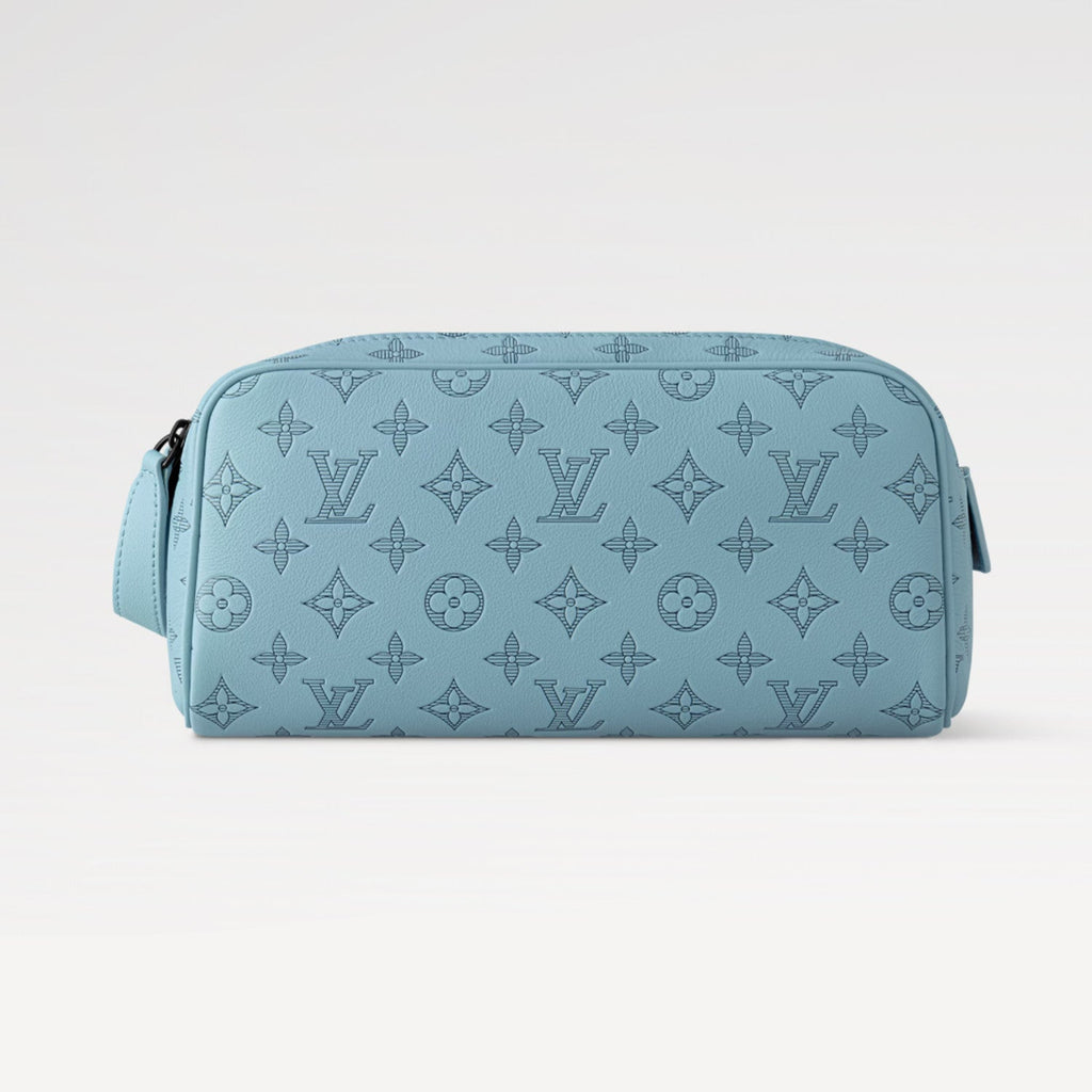 Louis Vuitton DOPP KIT Toiletry Bag Women's  Men's Fashion Trend Handbag Luxury Monogram Shadow Embossed Double Zip Wash Bags M14485 Grey M14885 Light Blue M14843 Dark Blue #81236