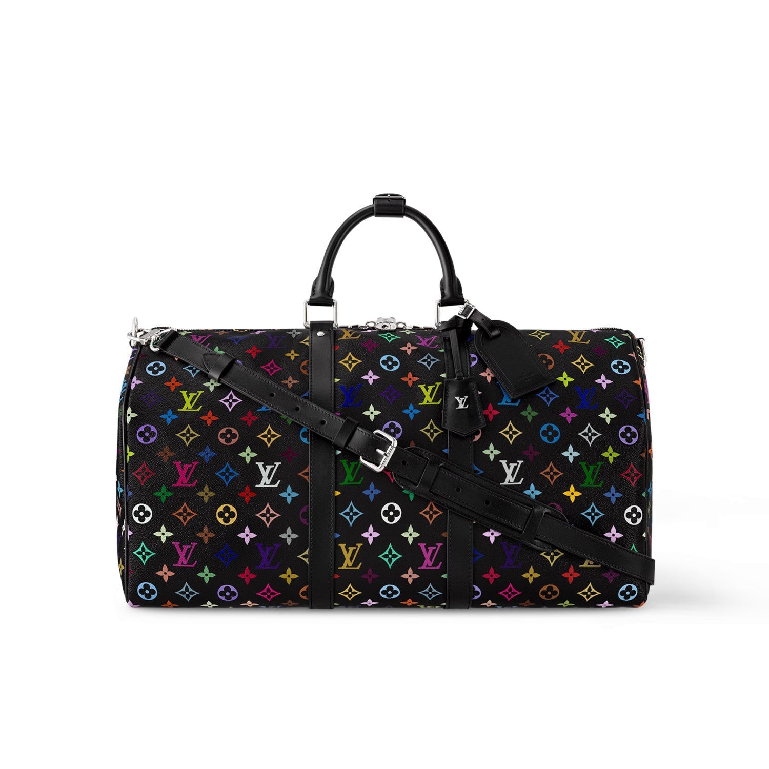 Louis Vuitton Keepall Bandoulière 50 Men's Letter Colourful Printing Solid Colour Detachable Adjustable Shoulder Strap Leather Shoulder Slant Tote Bag Bags #77922